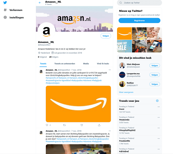 Twitter account Amazon