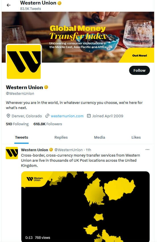twitter Western Union