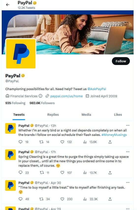 PayPal twitter