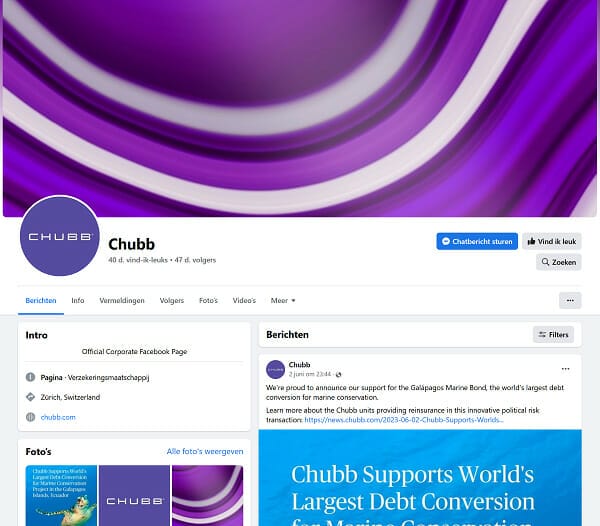 facebook Chubb verzekeringen