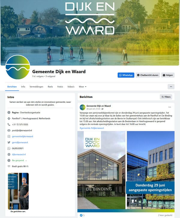 facebook Gemeente Dijk en Waard