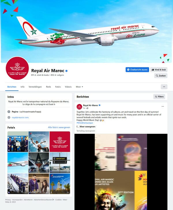 facebook Royal Air Maroc