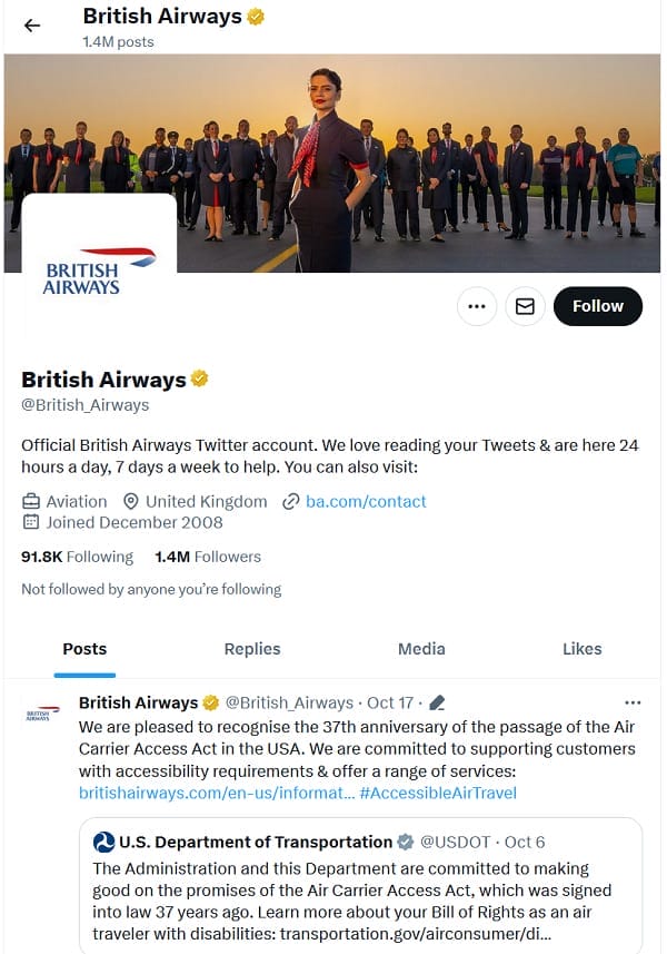 twitter British Airways