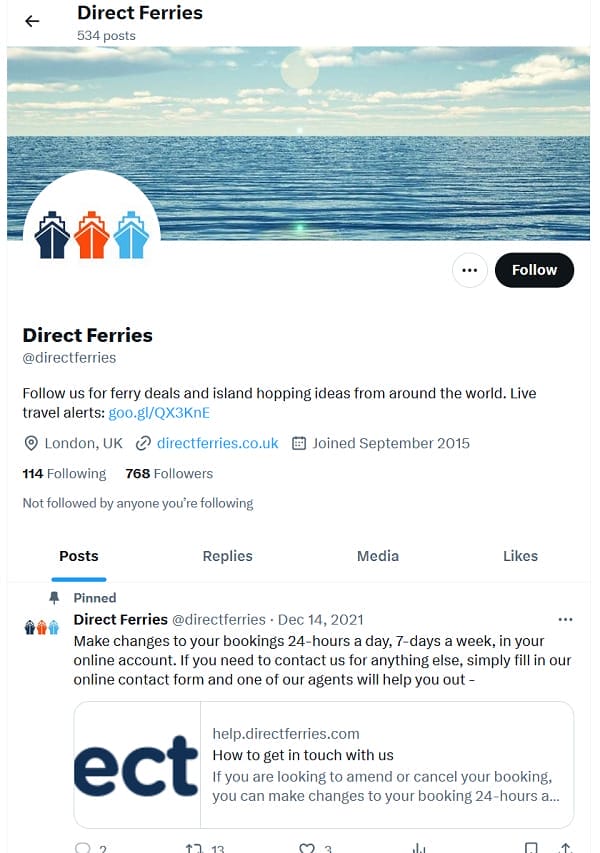 twitter Direct Ferries