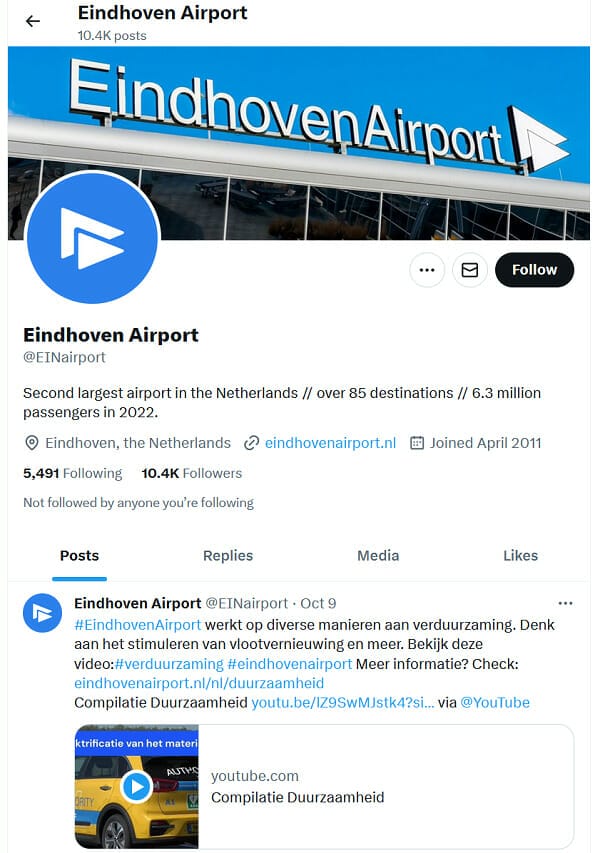 twitter Eindhoven Airport