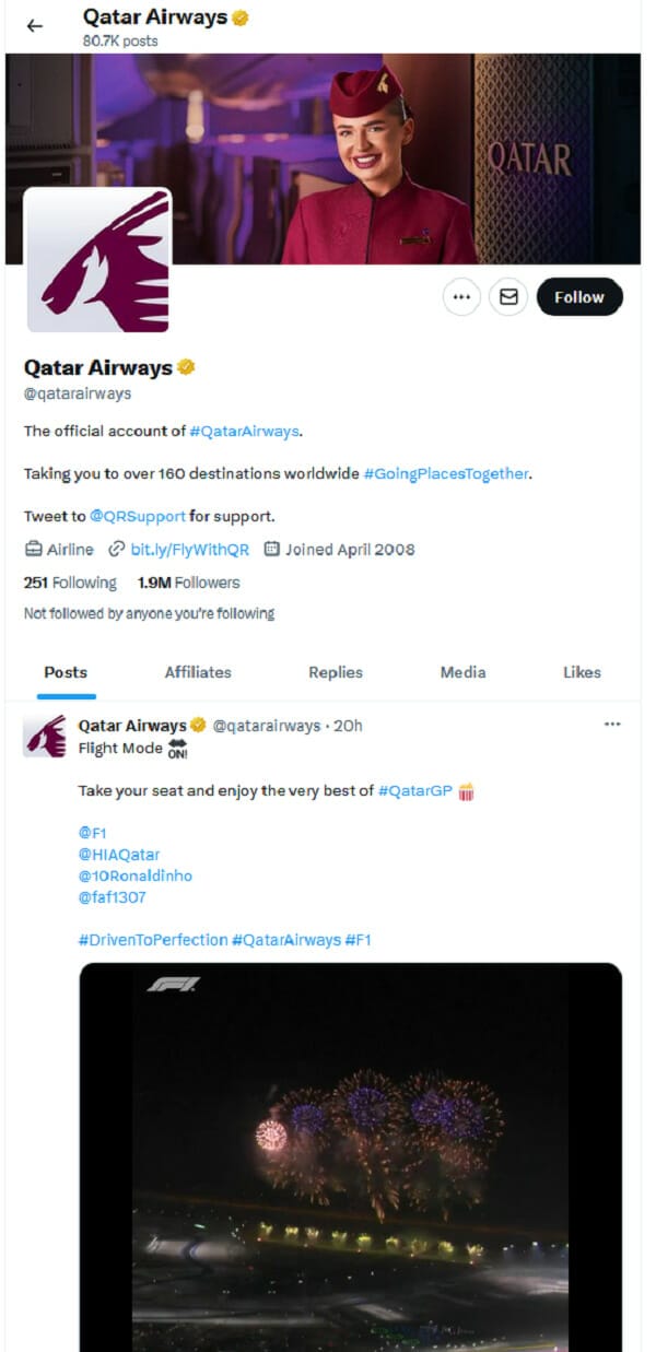 twitter Qatar Airways
