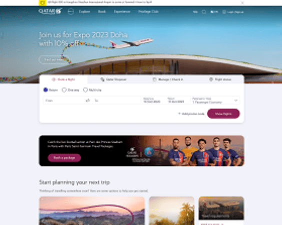 website Qatar Airways